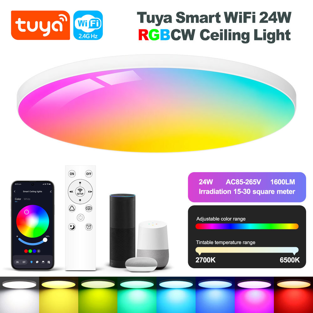 Tuya Smart WiFi RGBCW Ceiling Light 24W - Smart LED Ceiling Lamp with App, Voice Control