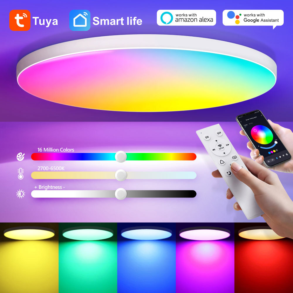 Tuya Smart WiFi RGBCW Ceiling Light 24W - Smart LED Ceiling Lamp with App, Voice Control