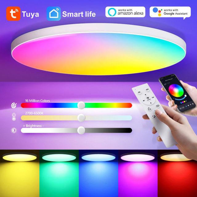 Tuya Smart WiFi RGBCW Ceiling Light 24W - Smart LED Ceiling Lamp with App, Voice Control