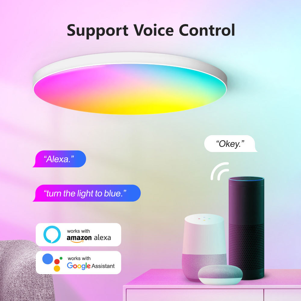 Tuya Smart WiFi RGBCW Ceiling Light 24W - Smart LED Ceiling Lamp with App, Voice Control