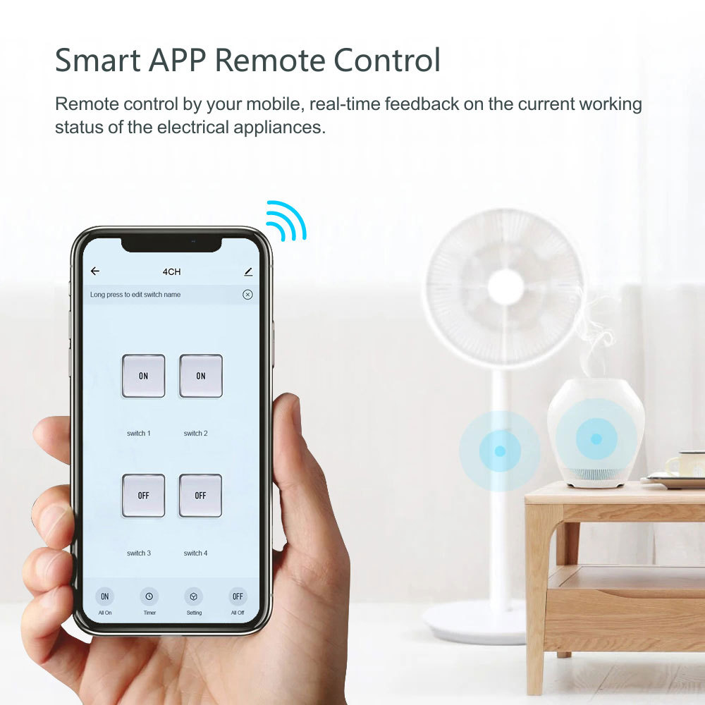 Tuya Smart WiFi 4CH Relay Module with RF433 – Voice Control, App-Enabled for Home Automation