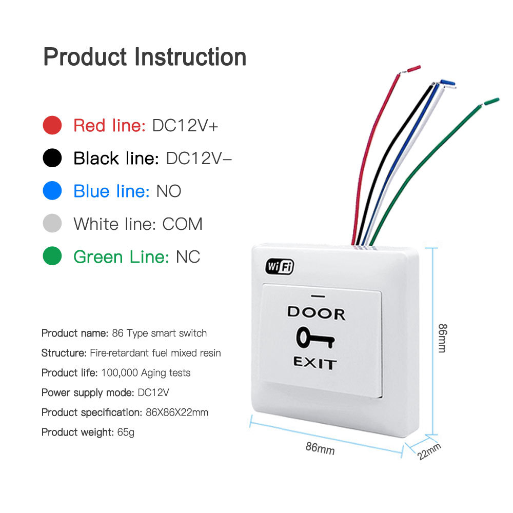 Tuya Smart WiFi Inching Door Switch Button - App-Controlled Smart Exit Door Switch for Easy Retrofit