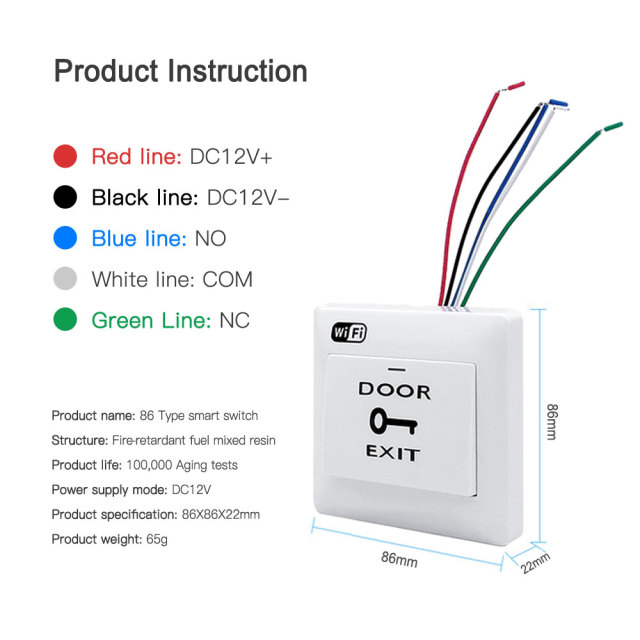 Tuya Smart WiFi Inching Door Switch Button - App-Controlled Smart Exit Door Switch for Easy Retrofit