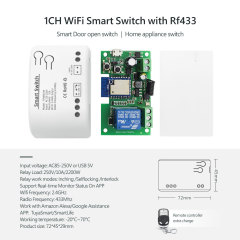 Tuya Smart WiFi 1CH Switch with RF433 – Voice Control, App-Enabled for Home Appliance Automation