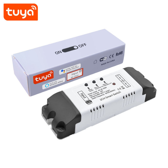 Tuya Smart WiFi 2CH Switch with RF433 – Voice Control, App-Enabled for Home Appliance Automation
