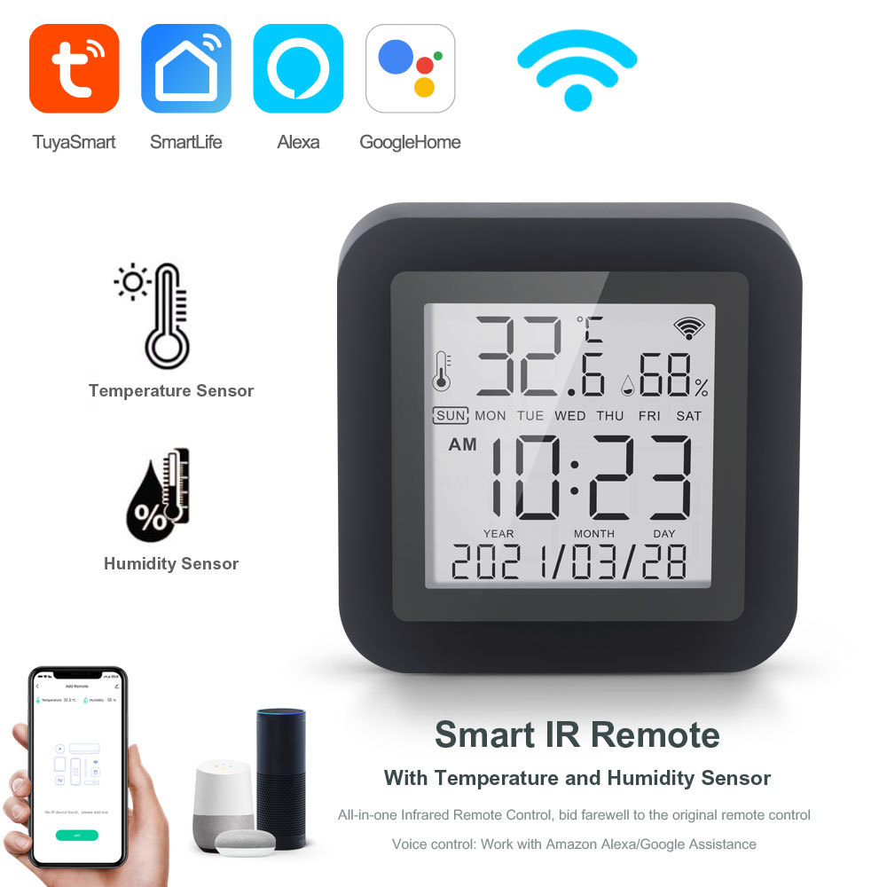 Tuya Smart WiFi IR Remote Control - Temp & Humidity Sensor, Voice Control for Home Appliance