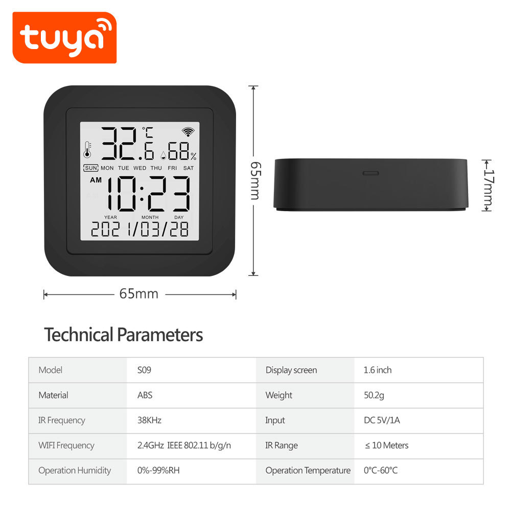 Tuya Smart WiFi IR Remote Control - Temp & Humidity Sensor, Voice Control for Home Appliance