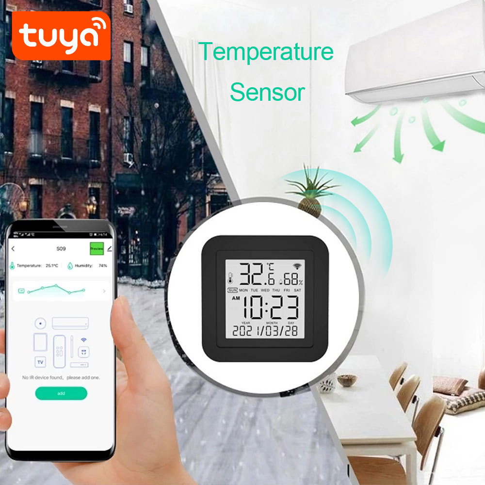 Tuya Smart WiFi IR Remote Control - Temp & Humidity Sensor, Voice Control for Home Appliance