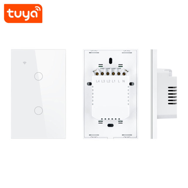 Tuya Smart 2-Gang WiFi Touch Wall Switch (US Standard) - 2-Channel for Lamps