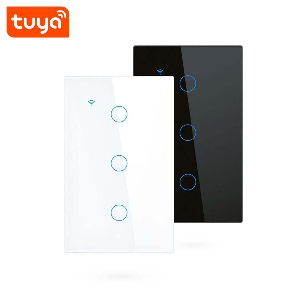 Tuya Smart 3-Gang WiFi Touch Wall Switch (US Standard) - 3-Channel for Lamps