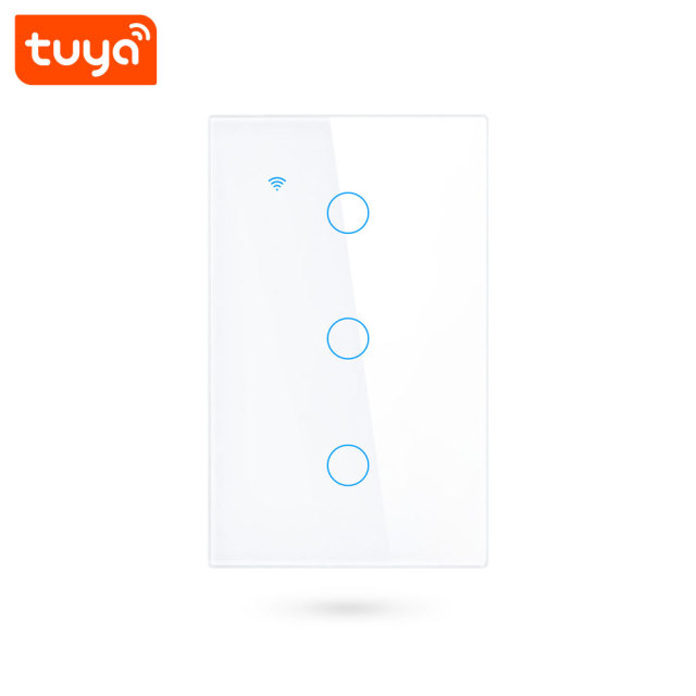 Tuya Smart 3-Gang WiFi Touch Wall Switch (US Standard) - 3-Channel for Lamps