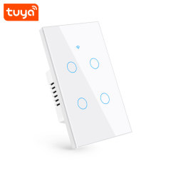 Tuya Smart 4-Gang WiFi Touch Wall Switch (US Standard) - 4-Channel for Lamps