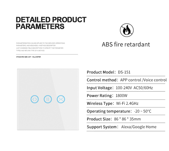 Tuya Smart EU WiFi Curtain Switch - Voice/App Control, Alexa/Google Home