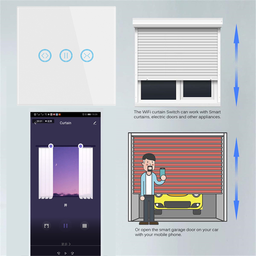 Tuya Smart EU WiFi Curtain Switch - Voice/App Control, Alexa/Google Home