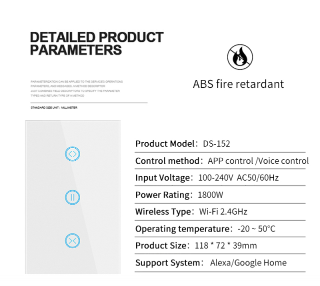 Tuya Smart WiFi Curtain Switch (US Version) – App Control for Curtains & Garage Doors