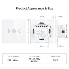Tuya Smart WiFi Dimmer Switch | EU Touch Panel, App & Voice Control for LED Lights
