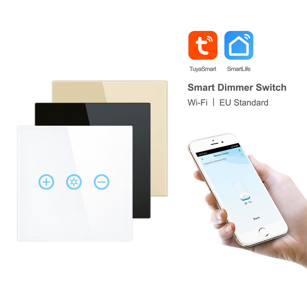 Tuya Smart WiFi Dimmer Switch | EU Touch Panel, App & Voice Control for LED Lights