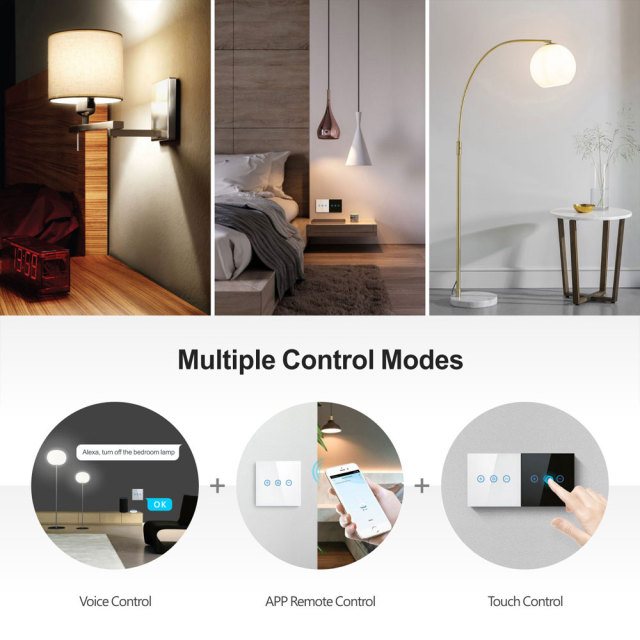 Tuya Smart WiFi Dimmer Switch | EU Touch Panel, App & Voice Control for LED Lights