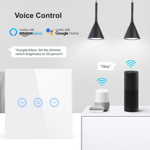 Tuya Smart WiFi Dimmer Switch | EU Touch Panel, App & Voice Control for LED Lights