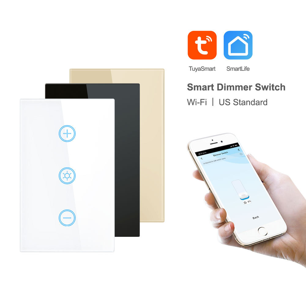 Tuya Smart WiFi Dimmer Switch - US Touch Panel, Voice & App Control for Lights