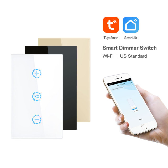 Tuya Smart WiFi Dimmer Switch - US Touch Panel, Voice & App Control for Lights
