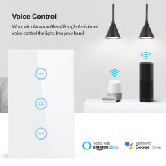 Tuya Smart WiFi Dimmer Switch - US Touch Panel, Voice & App Control for Lights
