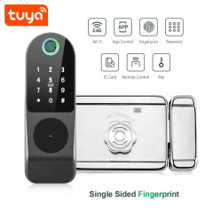 Tuya Smart WiFi Fingerprint Rim Lock with RF433 Remote（Optional) & IC Card Unlock