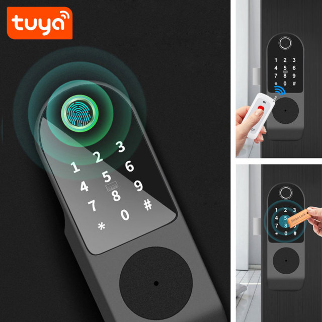 Tuya Smart WiFi Fingerprint Rim Lock with RF433 Remote（Optional) & IC Card Unlock