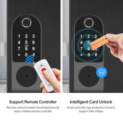 Tuya Smart WiFi Fingerprint Rim Lock with RF433 Remote（Optional) & IC Card Unlock