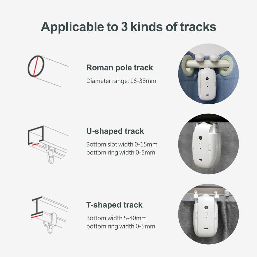 Tuya Smart BLE Roman Pole Curtain Robot Motor with App & Remote Control