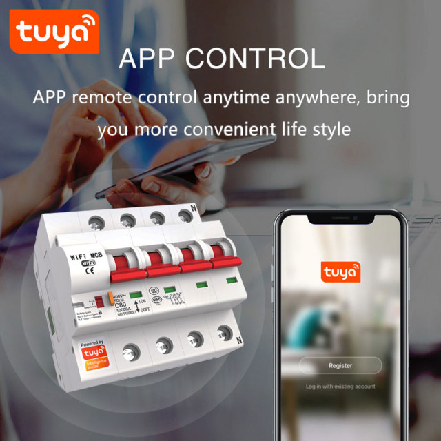 4P Tuya Smart MCB Switch – 4-Pole WiFi Circuit Breaker with App Control & Safety Protection