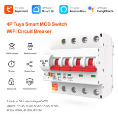 4P Tuya Smart MCB Switch – 4-Pole WiFi Circuit Breaker with App Control & Safety Protection
