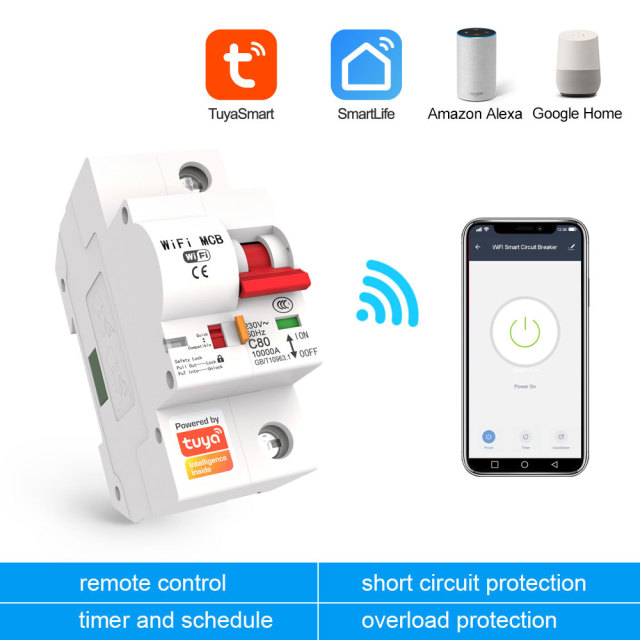 1P Tuya Smart MCB Switch | WiFi Circuit Breaker with Remote Control & Timing
