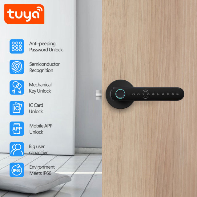 Tuya Smart BLE Fingerprint Door Lock with IC Card & Password Unlock
