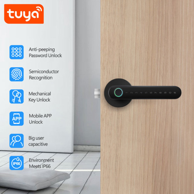 Tuya Smart BLE Fingerprint Door Lock with Password & App Control
