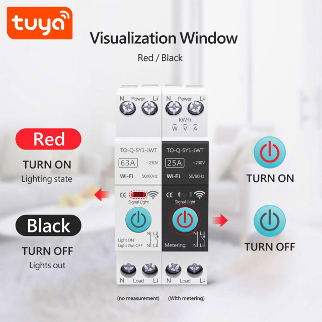 Tuya Smart WiFi DIN Rail Circuit Breaker with Power Metering (1-63A)