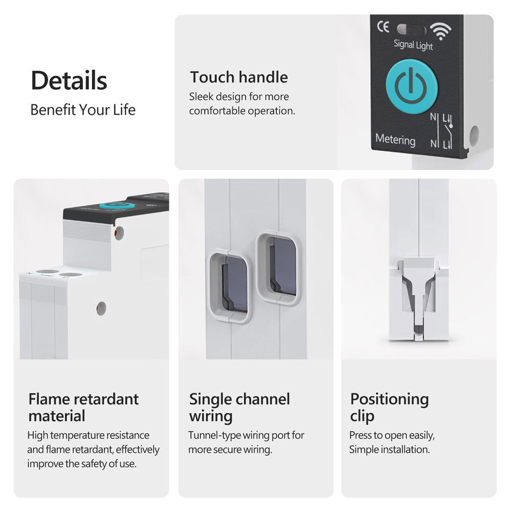 Tuya Smart WiFi DIN Rail Circuit Breaker with Power Metering (1-63A)