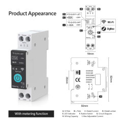 Tuya Smart WiFi DIN Rail Circuit Breaker with Power Metering (1-63A)