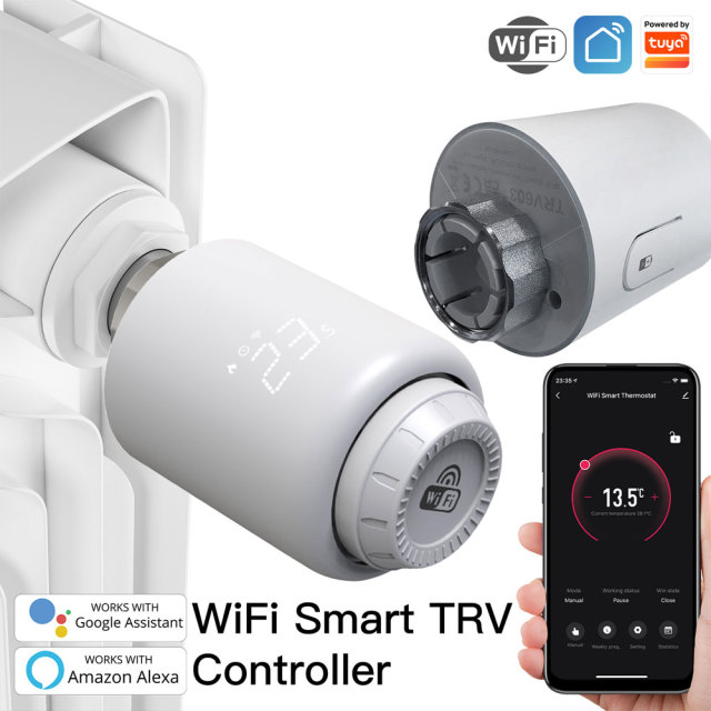 Tuya Smart WiFi LED Screen Thermostatic Radiator Valve | Voice & App Control