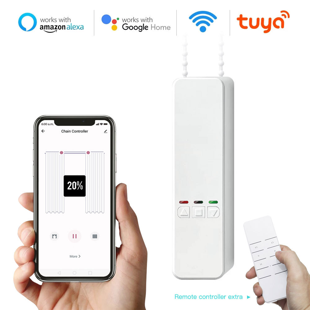 Tuya Smart WiFi Chain Curtain Controller | App & Remote Control for Blinds
