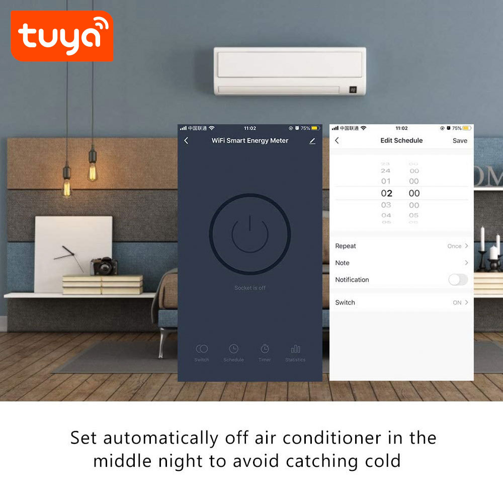 Tuya Smart WiFi Switch Energy Meter - App & Voice Control, Real-time Power Monitoring
