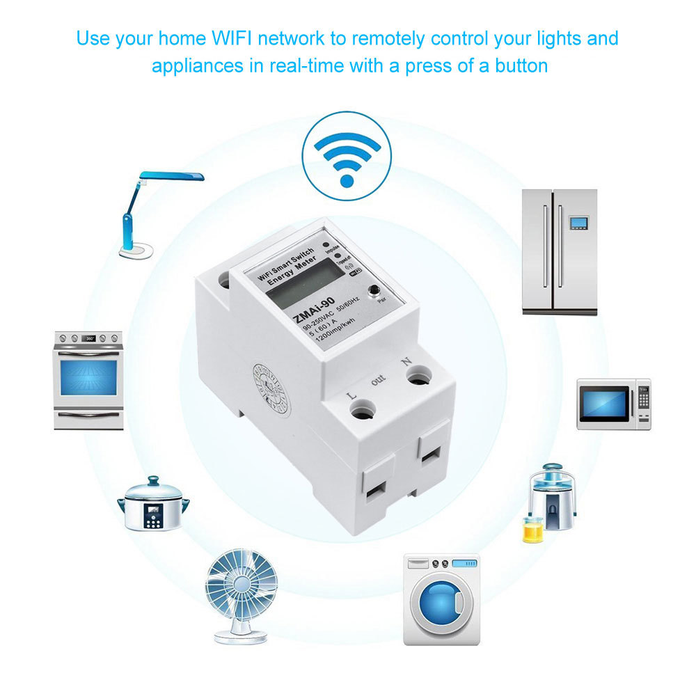 Tuya Smart WiFi Switch Energy Meter - App & Voice Control, Real-time Power Monitoring
