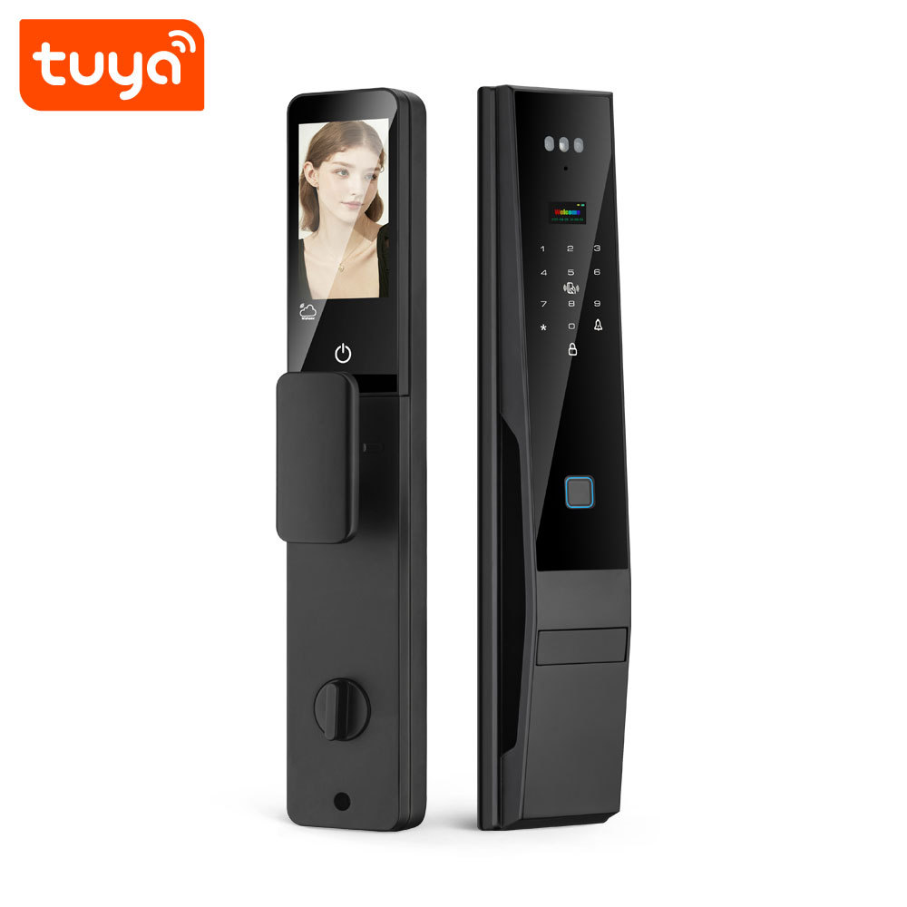 Tuya Smart WiFi Fingerprint Door Lock with 3D Face Recognition, Palm Print & Visual Intercom