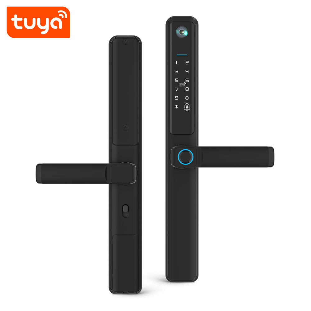 Tuya WiFi Single Side Waterproof Fingerprint Door Lock with HD Camera & Video Doorbell Function