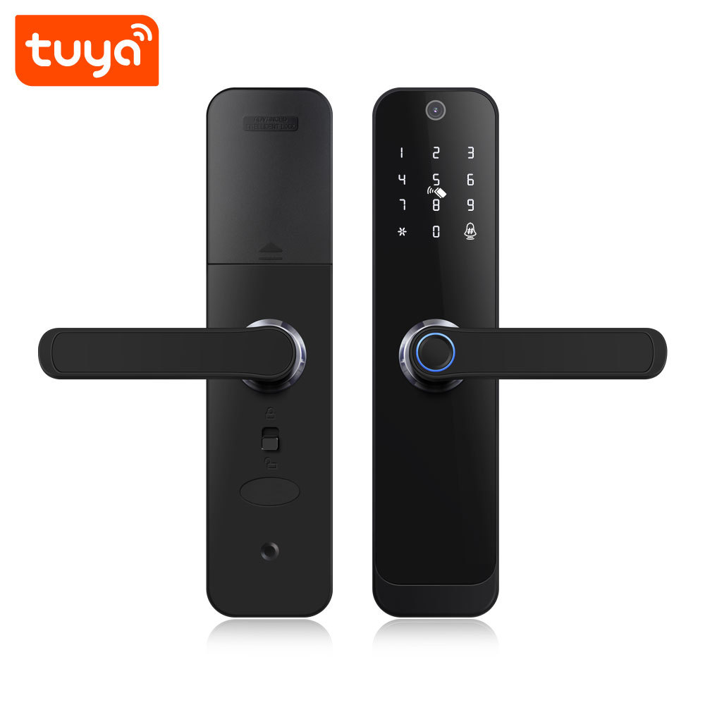 Tuya Smart WiFi Fingerprint Door Lock with Cat Eye Camera & Video Doorbell Function