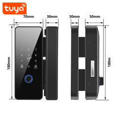 Tuya Smart Fingerprint Glass Door Lock with IC Card & Password Unlock