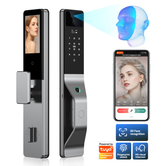 Tuya WiFi Dual Batteries 3D Face Door Lock with Dual Cameras, Visual Intercom & APP Remote Control