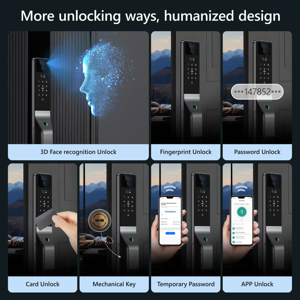 Tuya WiFi Dual Batteries 3D Face Door Lock with Dual Cameras, Visual Intercom & APP Remote Control