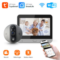 Tuya Smart 3.0MP Peephole Video Doorbell with 4.3" Screen, Two-Way Audio & Night Vis