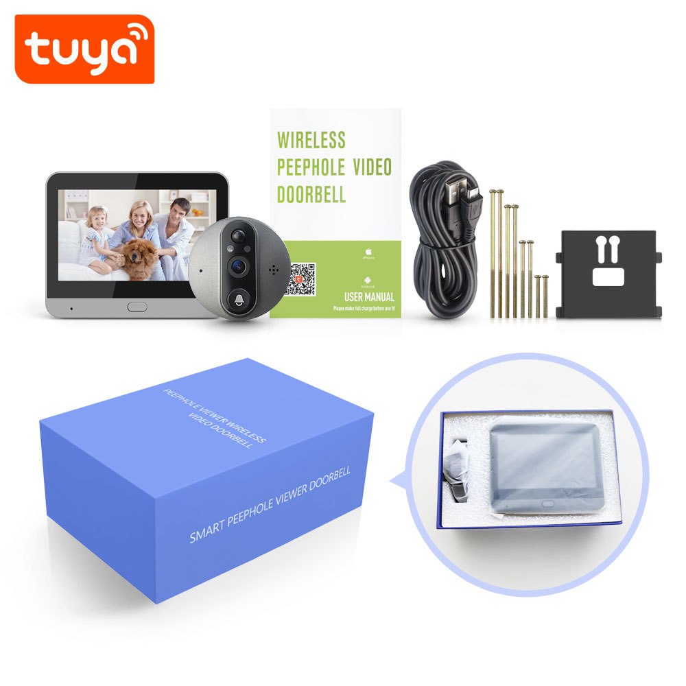 Tuya Smart 3.0MP Peephole Video Doorbell with 4.3" Screen, Two-Way Audio & Night Vis